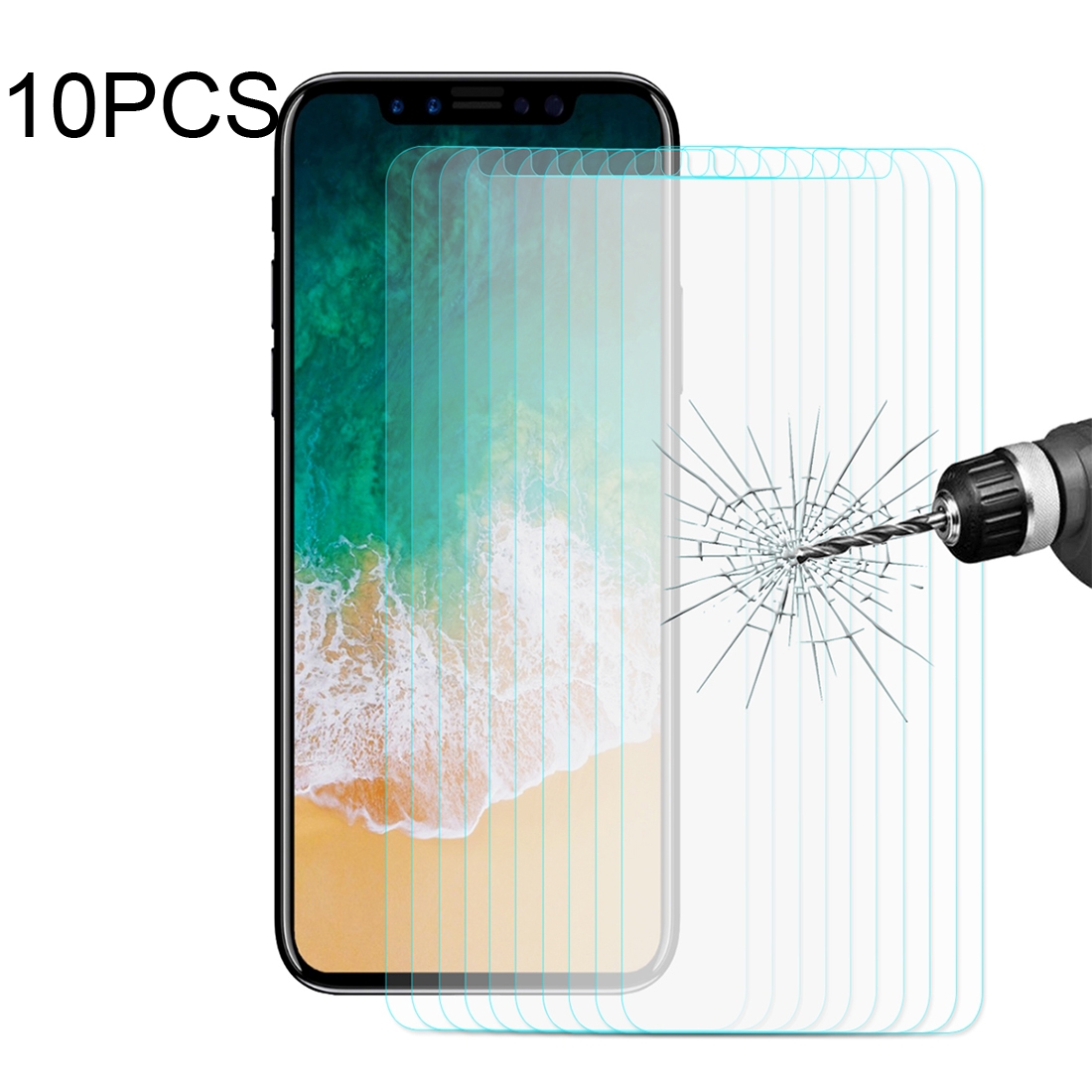 For iPhone X 10pcs ENKAY 0.26mm 9H Hardness 2.5D Curved Tempered Glass Screen Film - Shopkiz.com
