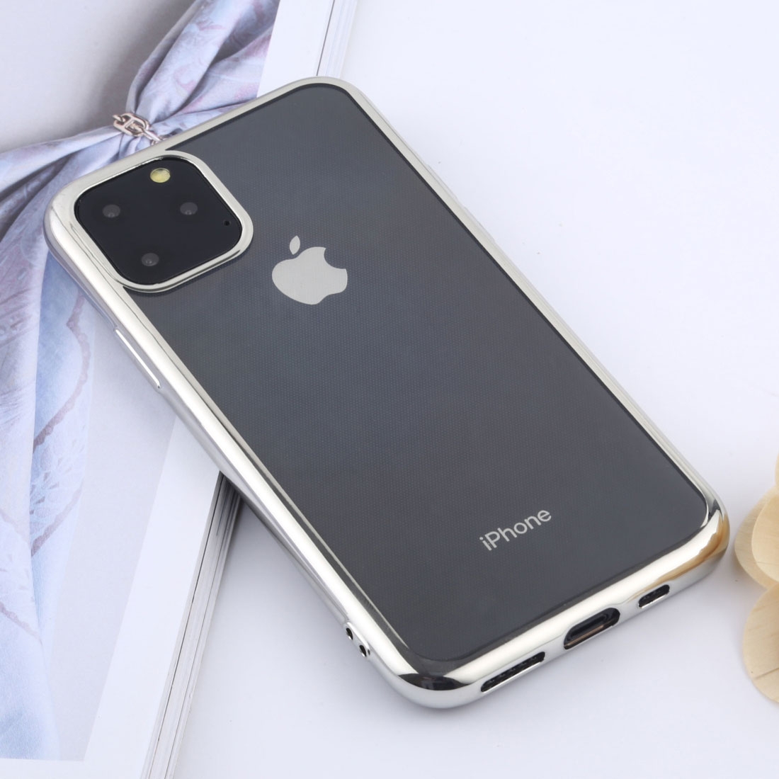 Transparent TPU Anti-Drop And Waterproof Mobile Phone Protective Case for iPhone 11 Pro (2019)(Silver) - Shopkiz.com