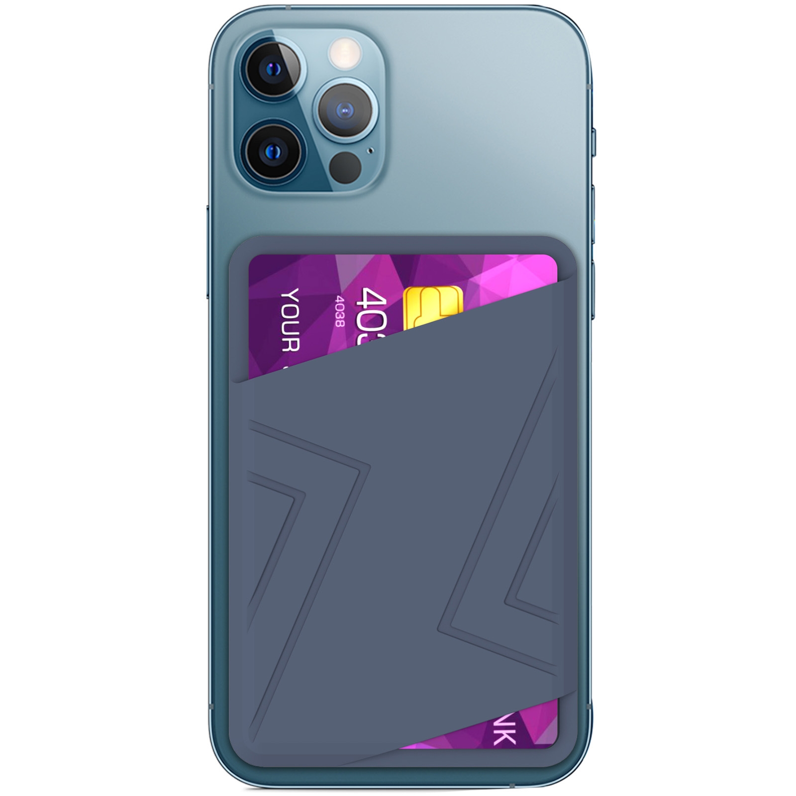 Silicone Wallet Pouch Card Case Magsafing Card Holder(Blue) - Shopkiz.com