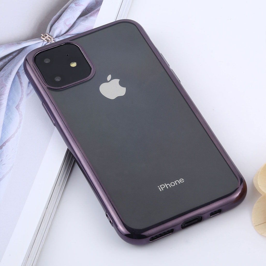 Transparent TPU Anti-Drop And Waterproof Mobile Phone Protective Case for iPhone 11(Purple) - Shopkiz.com