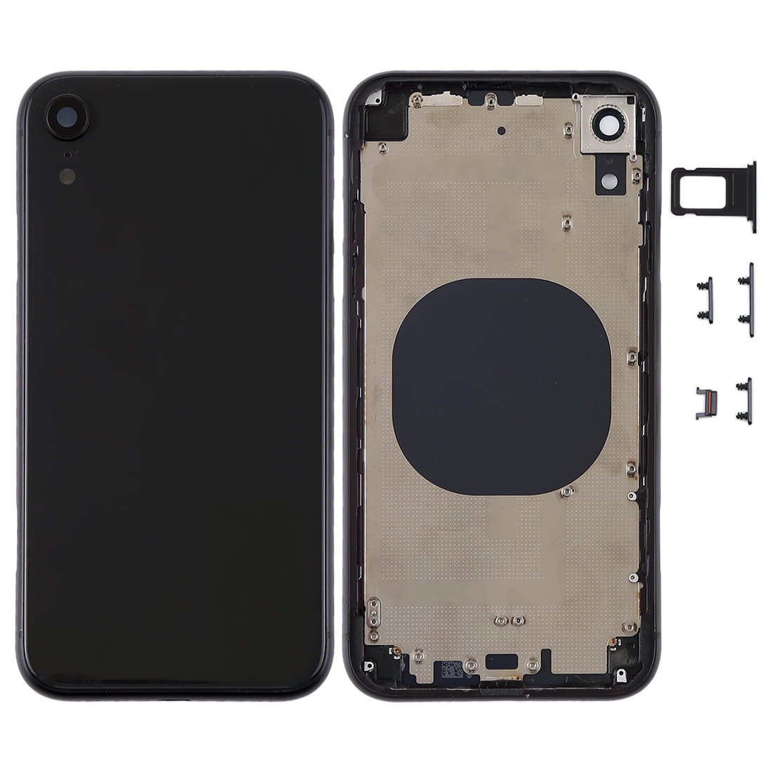 Back Housing Cover with Camera Lens & SIM Card Tray & Side Keys for iPhone XR(Black) - Shopkiz.com