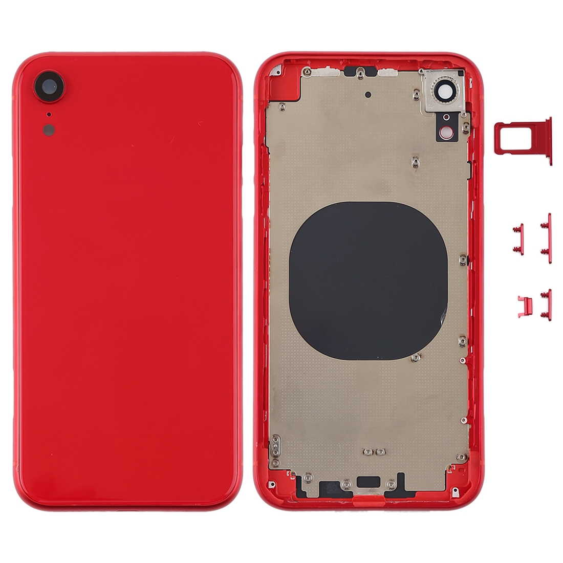 Back Housing Cover with Camera Lens & SIM Card Tray & Side Keys for iPhone XR(Red) - Shopkiz.com