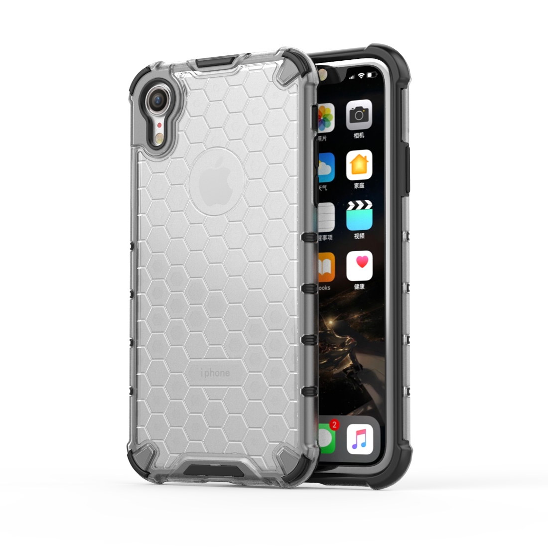 For iPhone XR Shockproof Honeycomb PC + TPU Protective Case (Grey) - Shopkiz.com