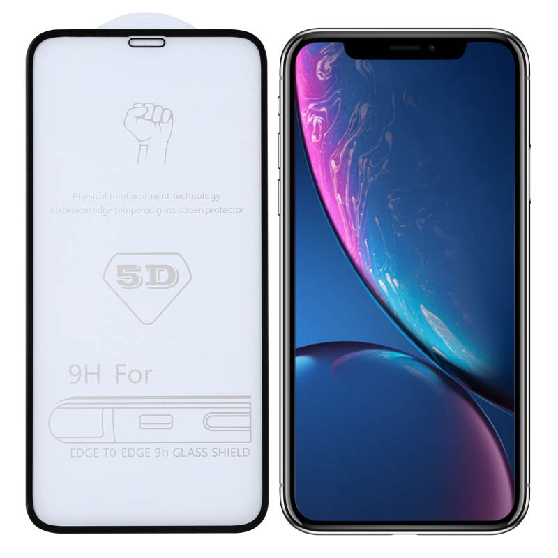 For iPhone XR 9H 5D Full Glue Full Screen Tempered Glass Film - Shopkiz.com
