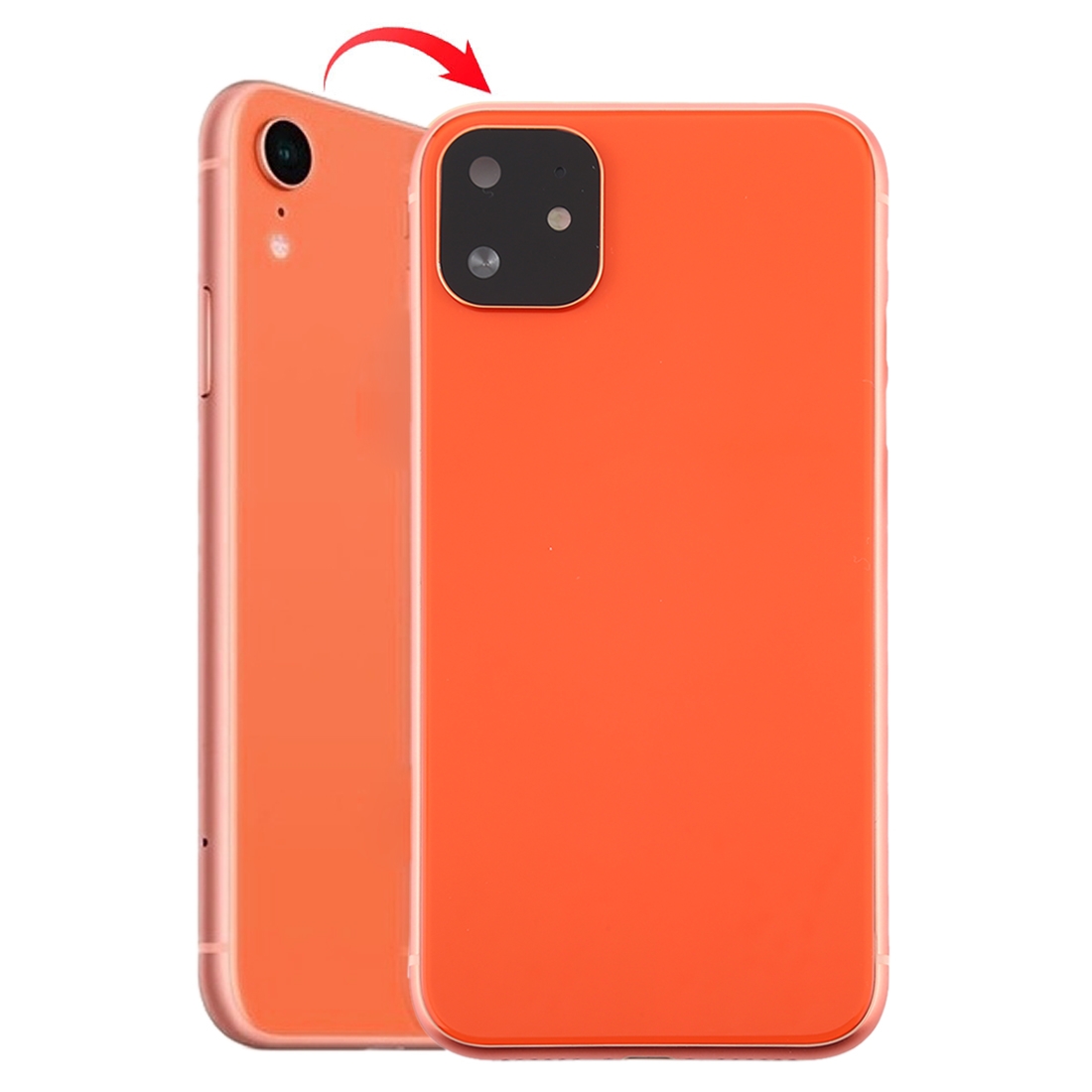 Back Housing Cover with Appearance Imitation of iP11 for iPhone XR (with SIM Card Tray & Side keys)(Coral) - Shopkiz.com