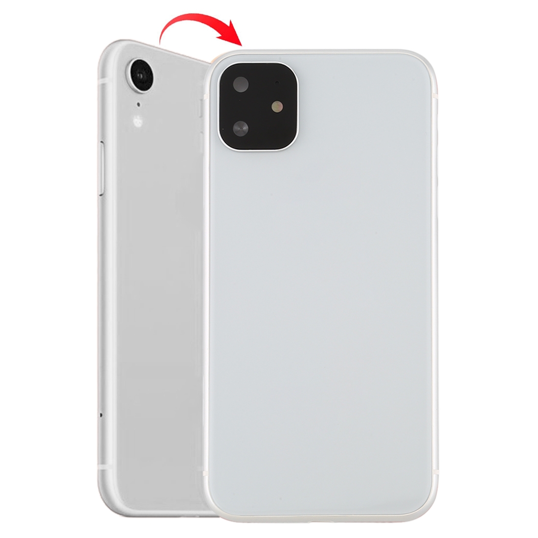 Back Housing Cover with Appearance Imitation of iP11 for iPhone XR (with SIM Card Tray & Side keys)(White) - Shopkiz.com