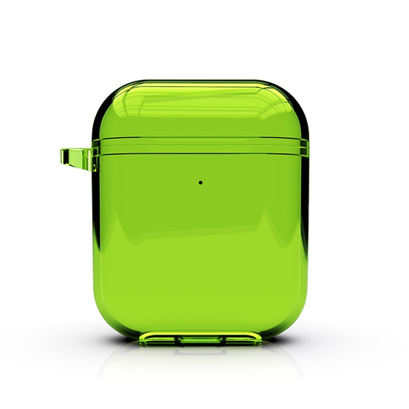 For Airpods1/2 Simple Fluorescent Solid Color Apple Earphone Cover (Green) - Shopkiz.com
