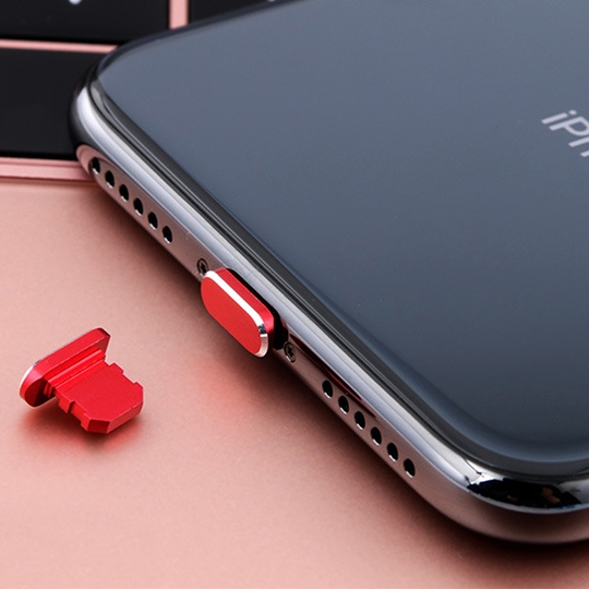 2pcs Universal 8 Pin Charging Port Metal Anti-Dust Plug for iPhone(Red) - Shopkiz.com