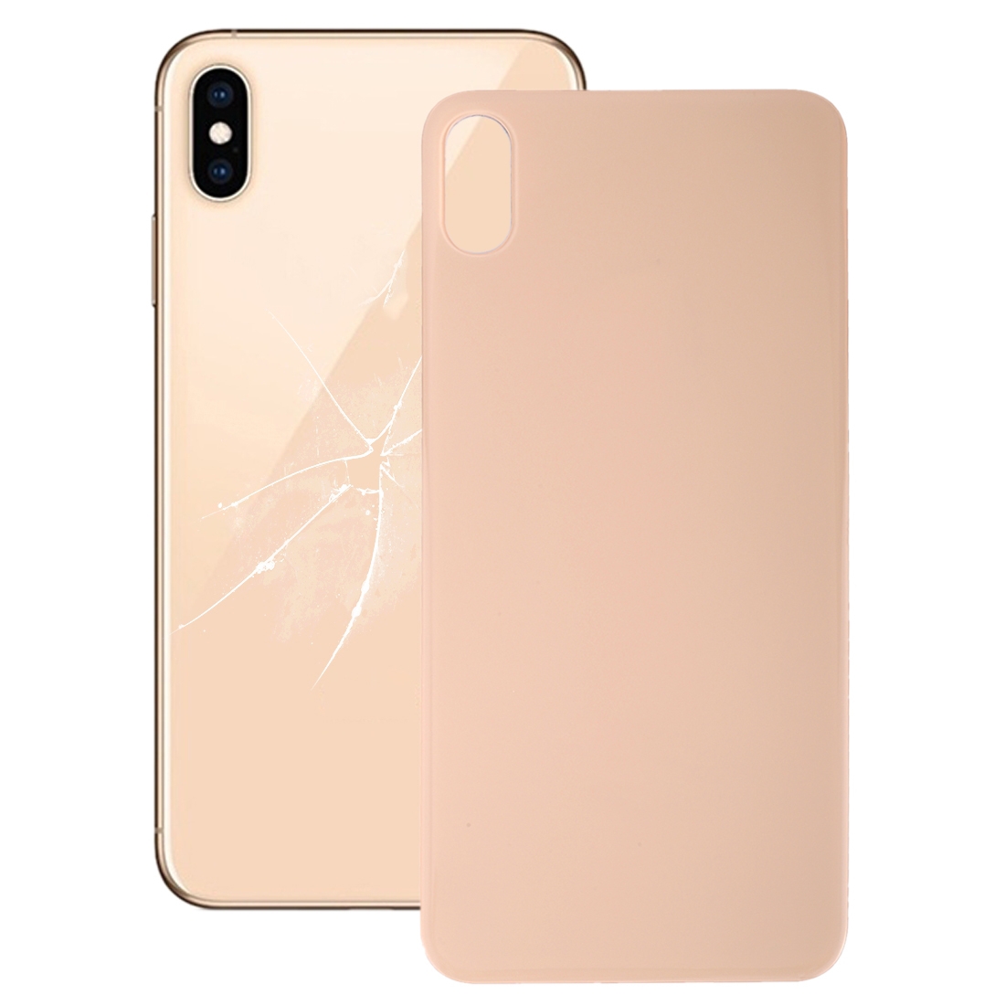 Easy Replacement Big Camera Hole Glass Back Battery Cover with Adhesive for iPhone XS(Gold) - Shopkiz.com