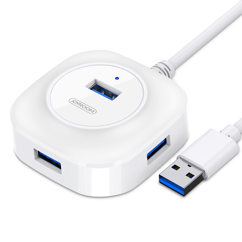 JOYROOM S-M371 High Speed 4 Ports USB 3.0 HUB Converter, Length: 1m (White) - Shopkiz.com