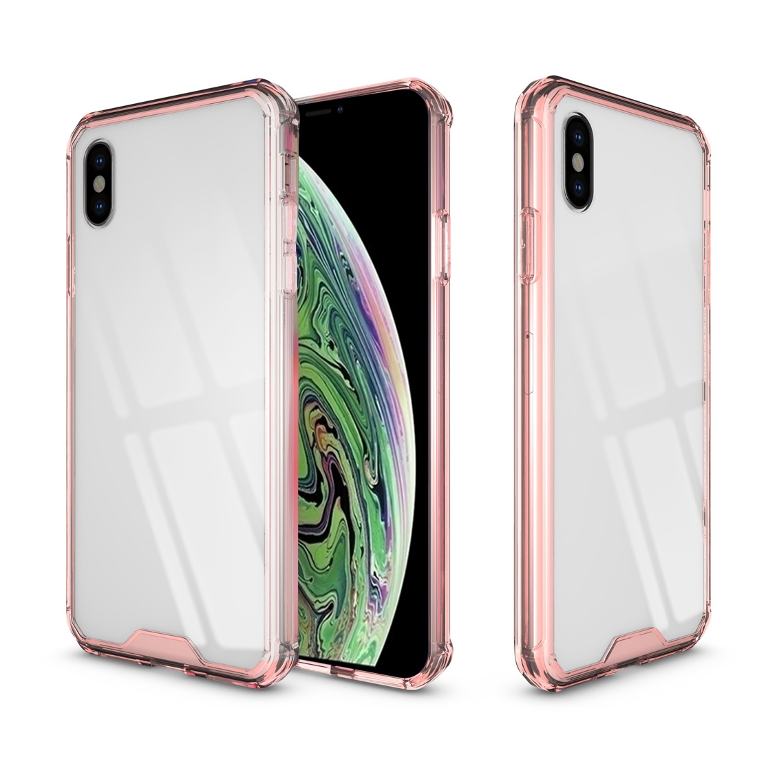 For iPhone XS Max Acrylic + TPU Shockproof Transparent Armor Case (Magenta) - Shopkiz.com