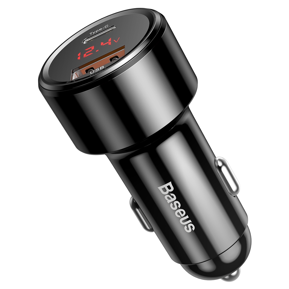Baseus 45W Type-C / USB-C PD+QC PPS Car Digital Display Intelligent Quick Charge Charger(Black) - Shopkiz.com