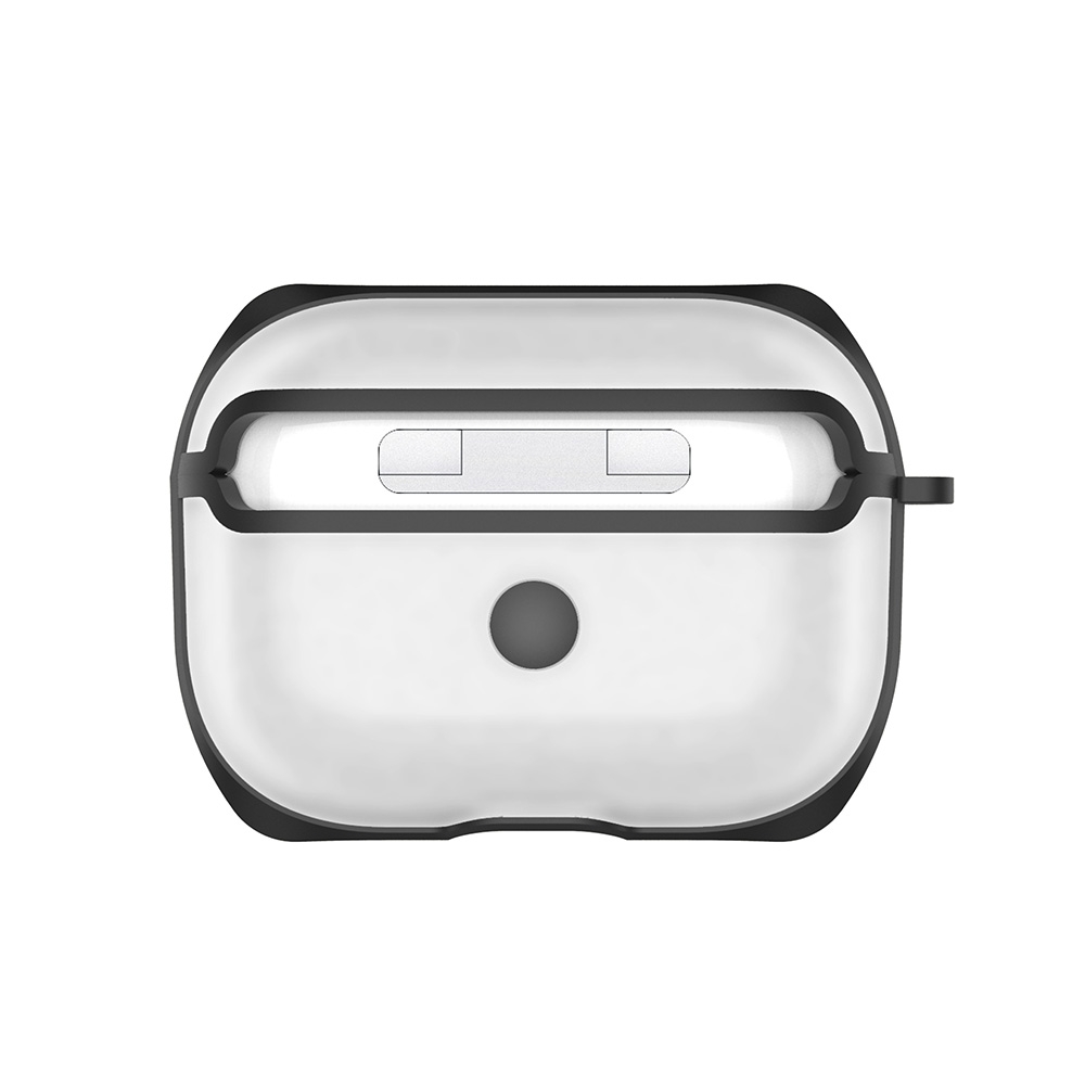 APC001 For AirPods Pro PC + TPU Transparent Earphone Protective Case with Hook(Black) - Shopkiz.com