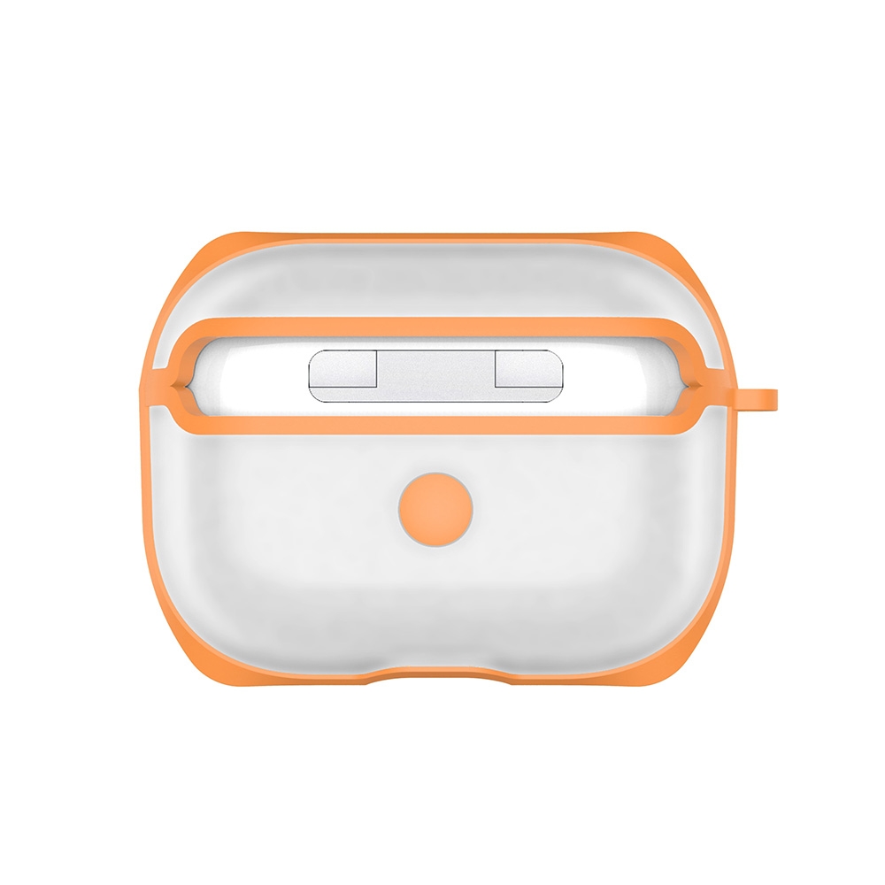 APC001 For AirPods Pro PC + TPU Transparent Earphone Protective Case with Hook (Orange) - Shopkiz.com