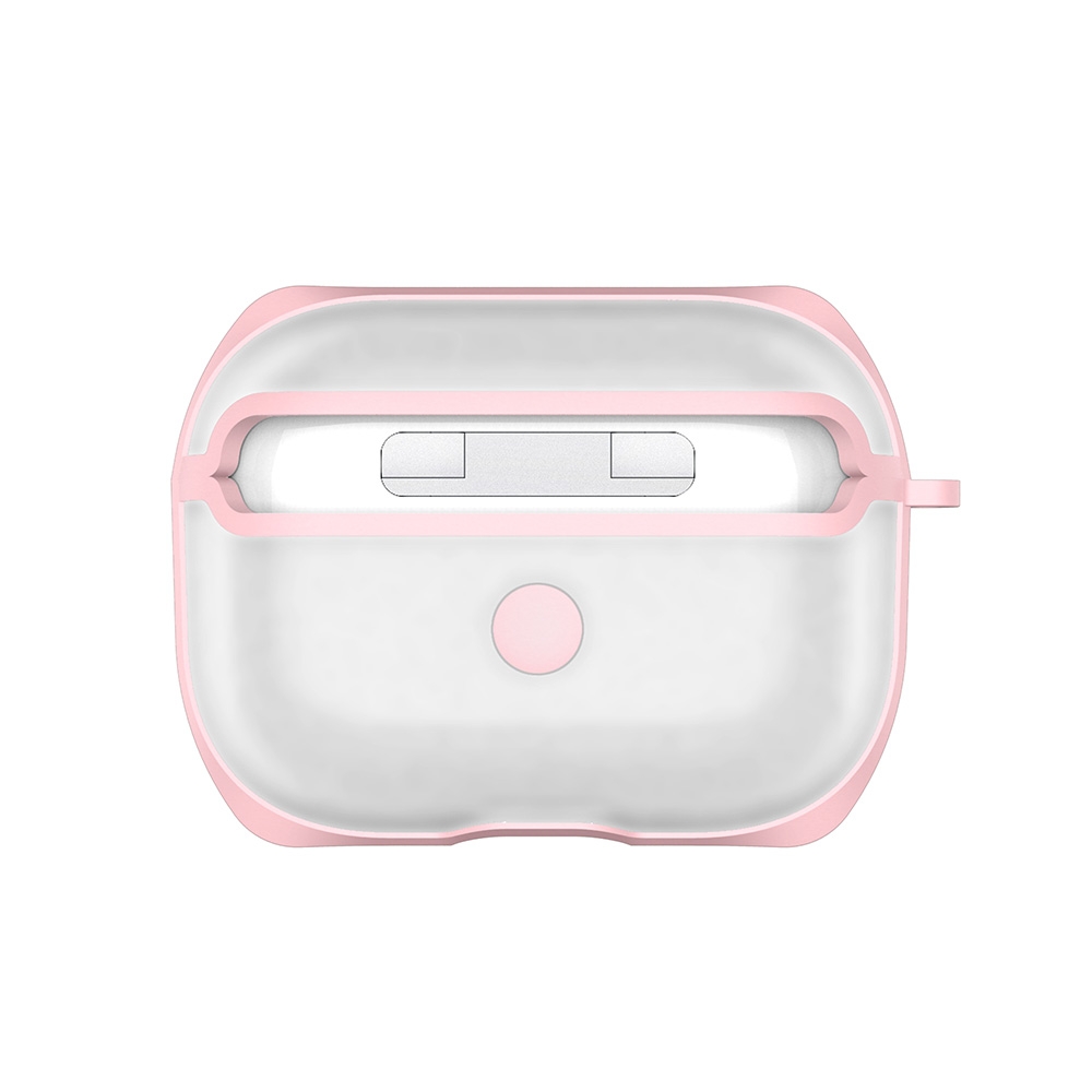 APC001 For AirPods Pro PC + TPU Transparent Earphone Protective Case with Hook (Pink) - Shopkiz.com