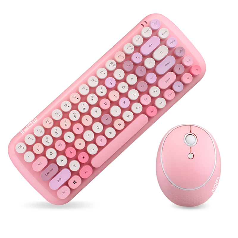 Mofii CADNY Pink Girl Heart Mini Mixed Color Wireless Keyboard Mouse Set(Pink) - Shopkiz.com