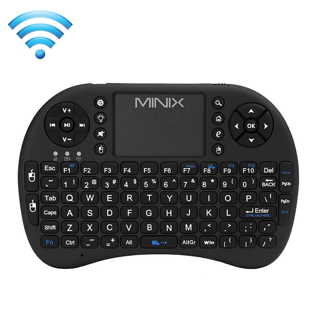 MINIX NEO K1 Air Mouse QWERTY 2.4GHz Mini Rechargeable Wireless Keyboard with Touchpad for PC, Tablet, Notebook, ROHS / FCC Certificated(Black)