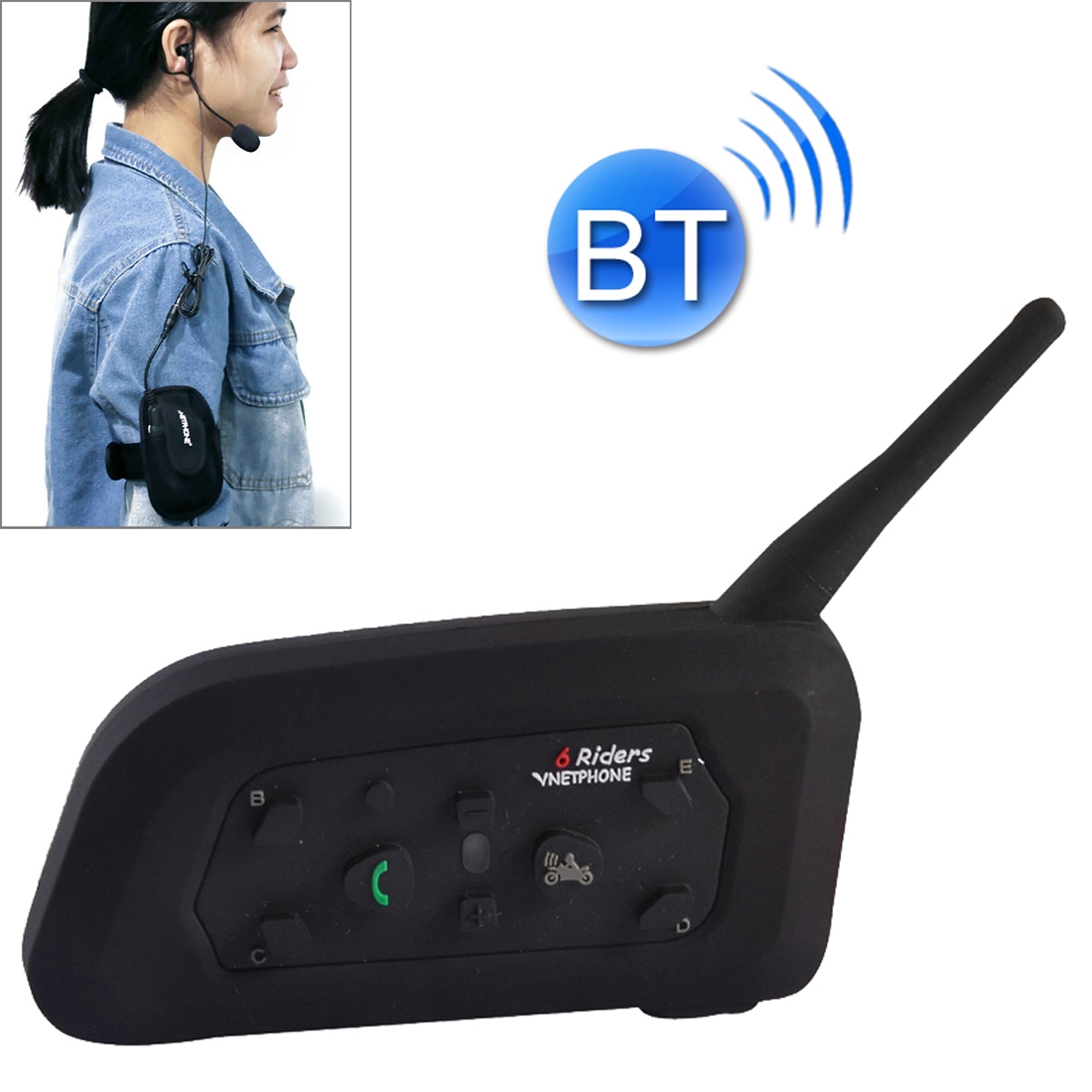 V6C 1200m Life Waterproof Wind-resistant Bluetooth Interphone Referee Headsets with Sport Armband Case, Max Support: Six Users - Shopkiz.com