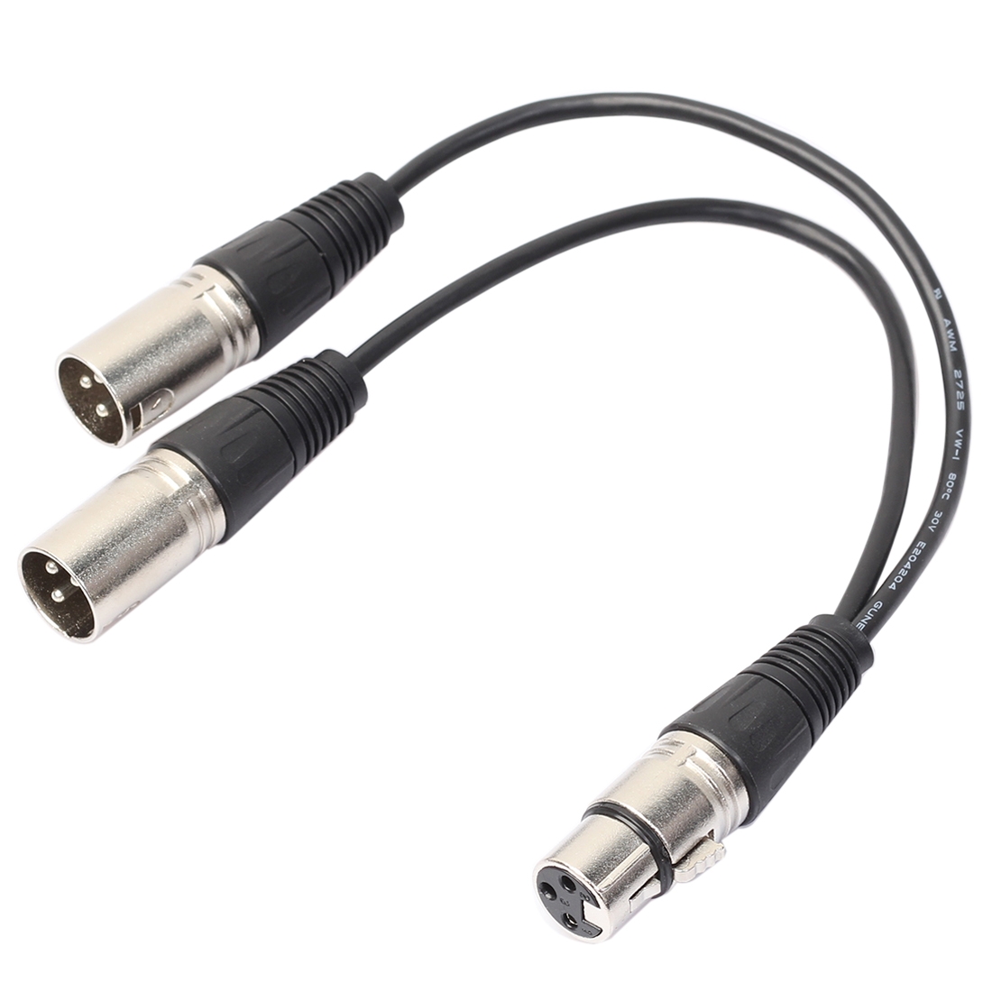 30cm 3 Pin XLR Female to Dual XLR Male Y Splitter Audio Cord Cable - Shopkiz.com