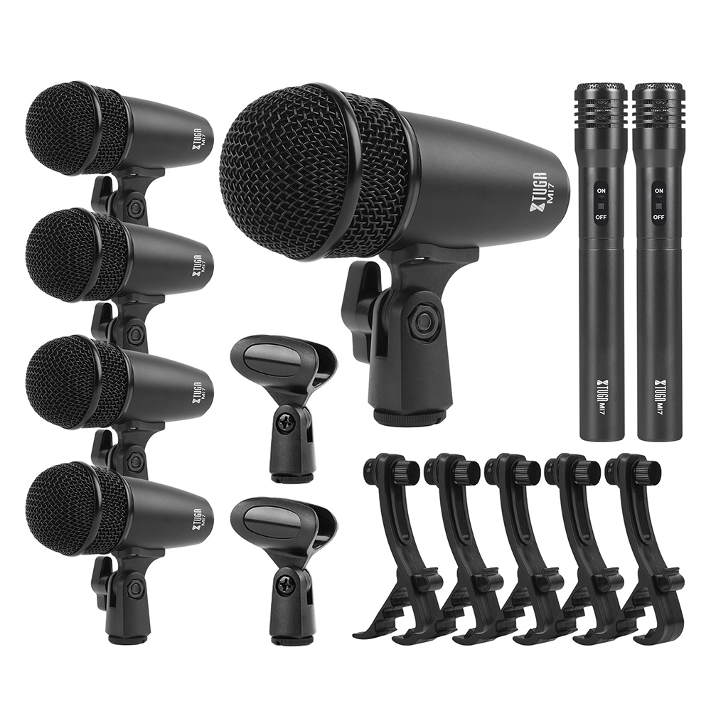XTUGA MI7-A 7-Piece Wired Dynamic Drum Mic Kit Kick Bass Tom/Snare Cymbals Microphone Set - Shopkiz.com