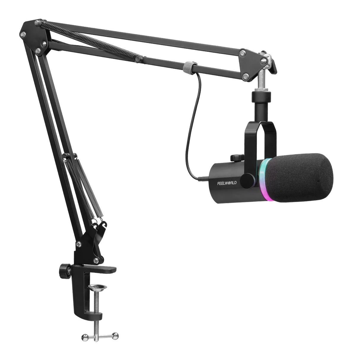 FEELWORLD PM1-AS XLR/USB Dynamic Microphone for Podcasting Recording Gaming Live Streaming with Boom Arm (Black) - Shopkiz.com