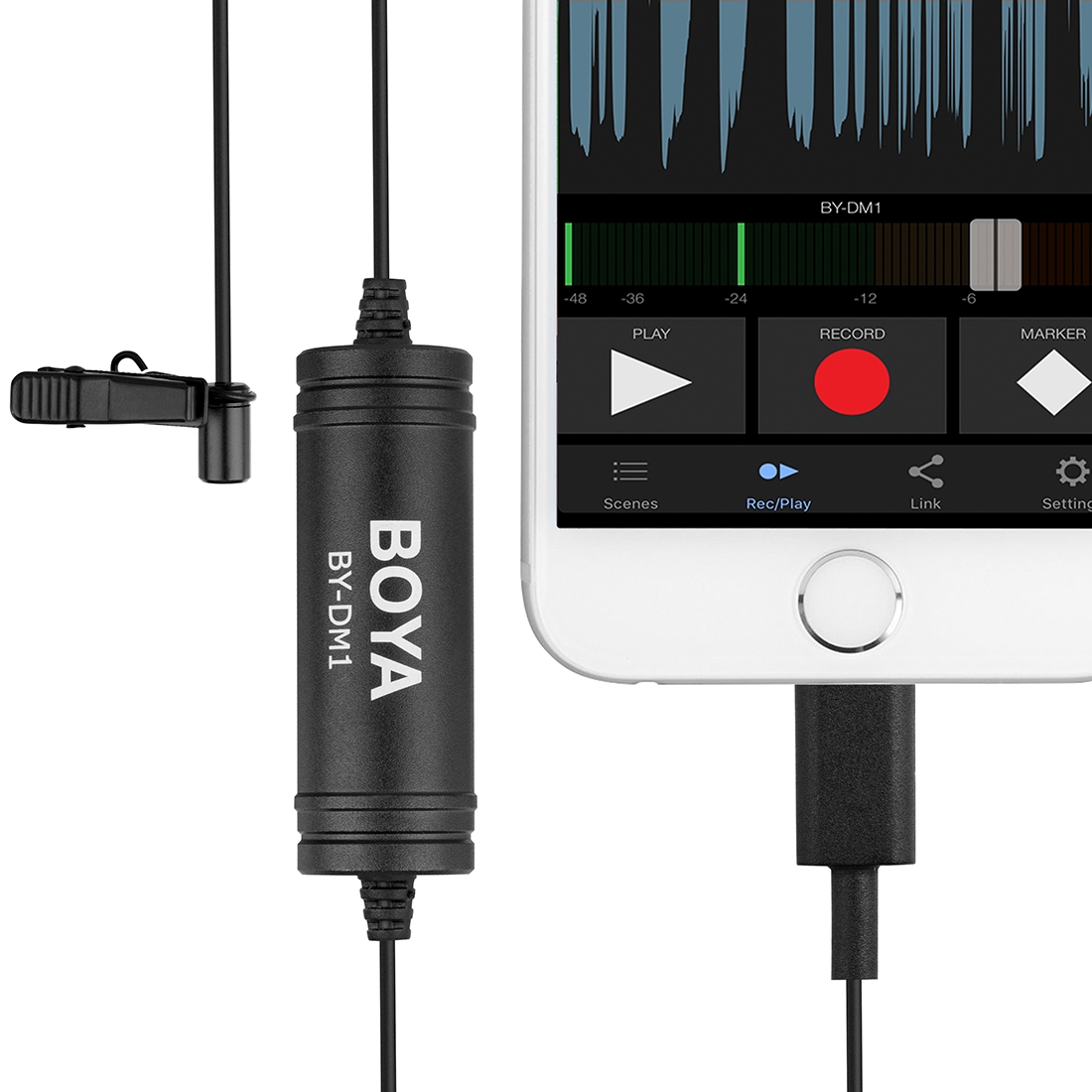 BOYA BY-DM1 8 Pin Interface Plug Professional Lavalier Microphone, Cable Length: 6m(Black) - Shopkiz.com