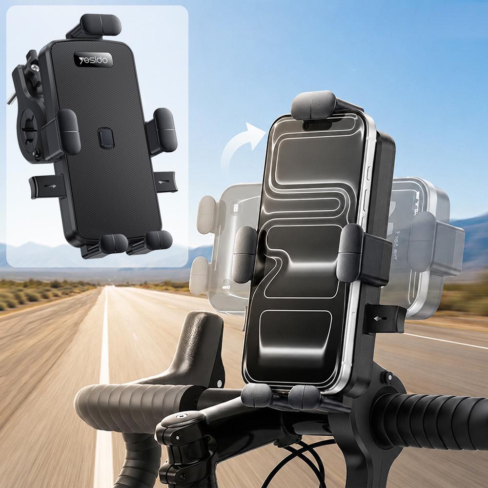 Yesido C336 Bicycle & Motorcycle Rotatable Phone Holder (Black) - Shopkiz.com