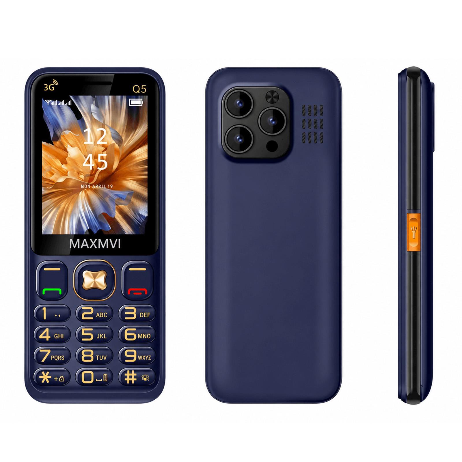 Q5 3G Key Phone, 3600mAh Battery, 2.8 inch, SOS, 21 Keys, Dual SIM, Network: 3G, Support Whatsapp, Facebook (Blue) - Shopkiz.com