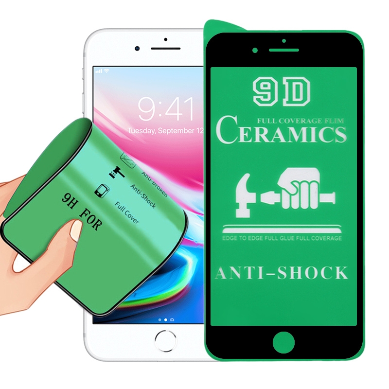 2.5D Full Glue Full Cover Ceramics Film for iPhone 8 / 7(Black) - Shopkiz.com