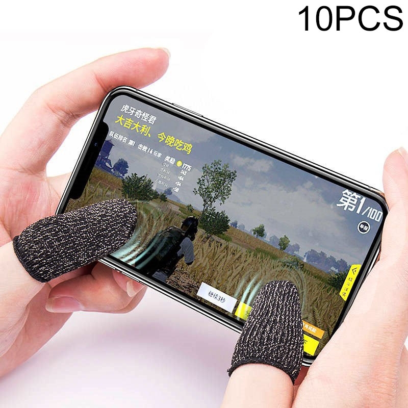 10 PCS Nylon + Conductive Fiber Non-slip Sweat-proof Mobile Phone Game Touch Screen Finger Cover for Thumb / Index Finger(Black) - Shopkiz.com