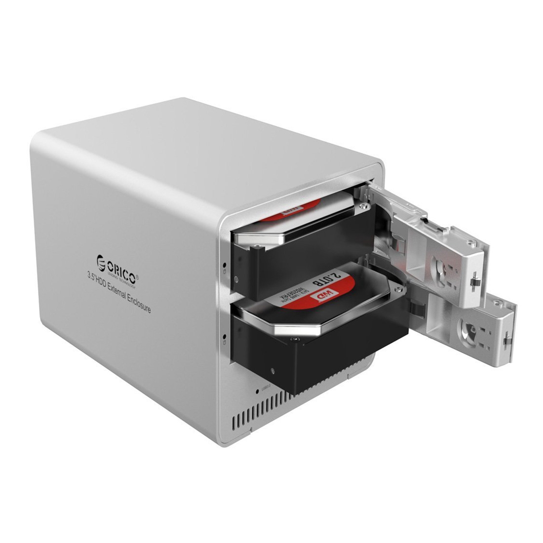ORICO 9528U3 2-bay USB 3.0 Type-B Aluminum 3.5 inch SSD / SATA HDD Enclosure Storage Hard Disk Box for Laptop Computer Desktop PC(Silver) -