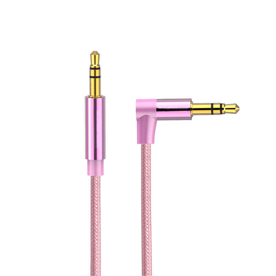 AV01 3.5mm Male to Male Elbow Audio Cable, Length: 1m (Rose Gold) - Shopkiz.com