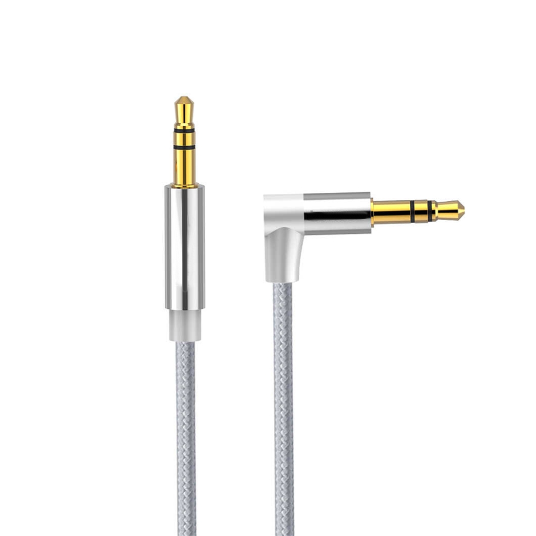AV01 3.5mm Male to Male Elbow Audio Cable, Length: 1m (Silver Grey) - Shopkiz.com
