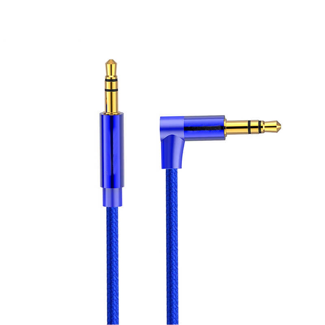 AV01 3.5mm Male to Male Elbow Audio Cable, Length: 2m (Blue) - Shopkiz.com