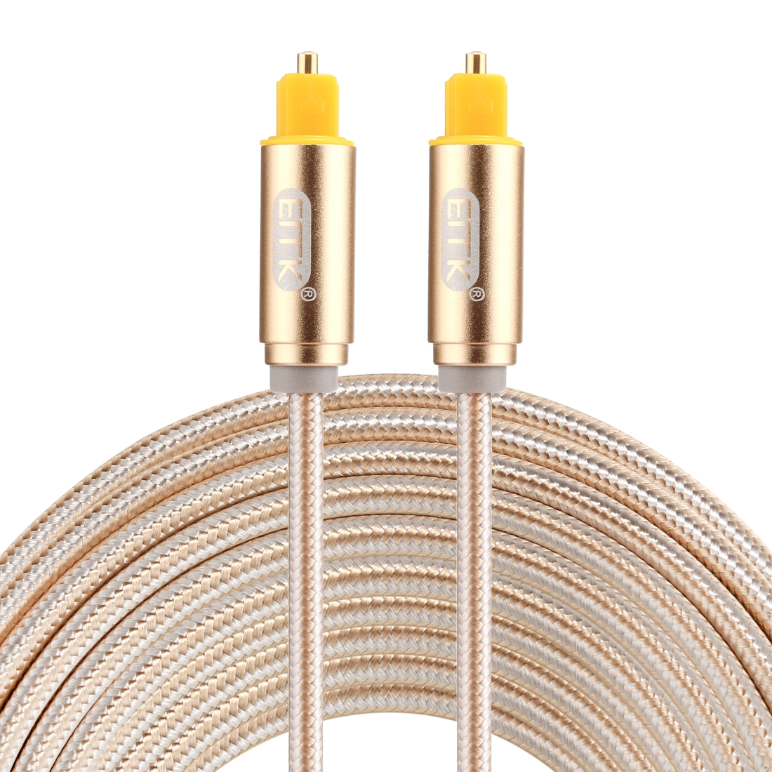 EMK 5m OD4.0mm Gold Plated Metal Head Woven Line Toslink Male to Male Digital Optical Audio Cable(Gold) - Shopkiz.com