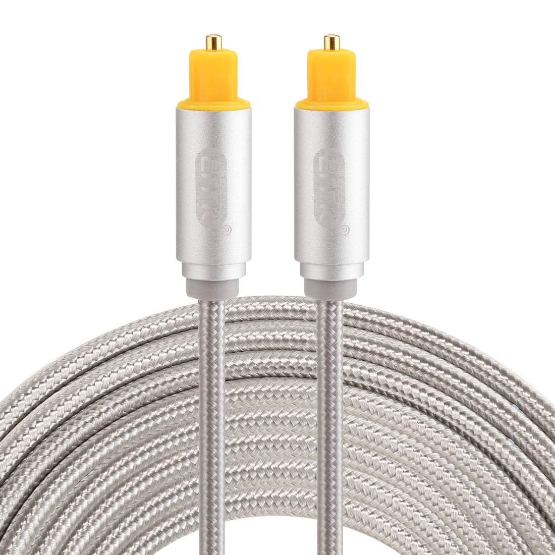 EMK 5m OD4.0mm Gold Plated Metal Head Woven Line Toslink Male to Male Digital Optical Audio Cable(Silver) - Shopkiz.com