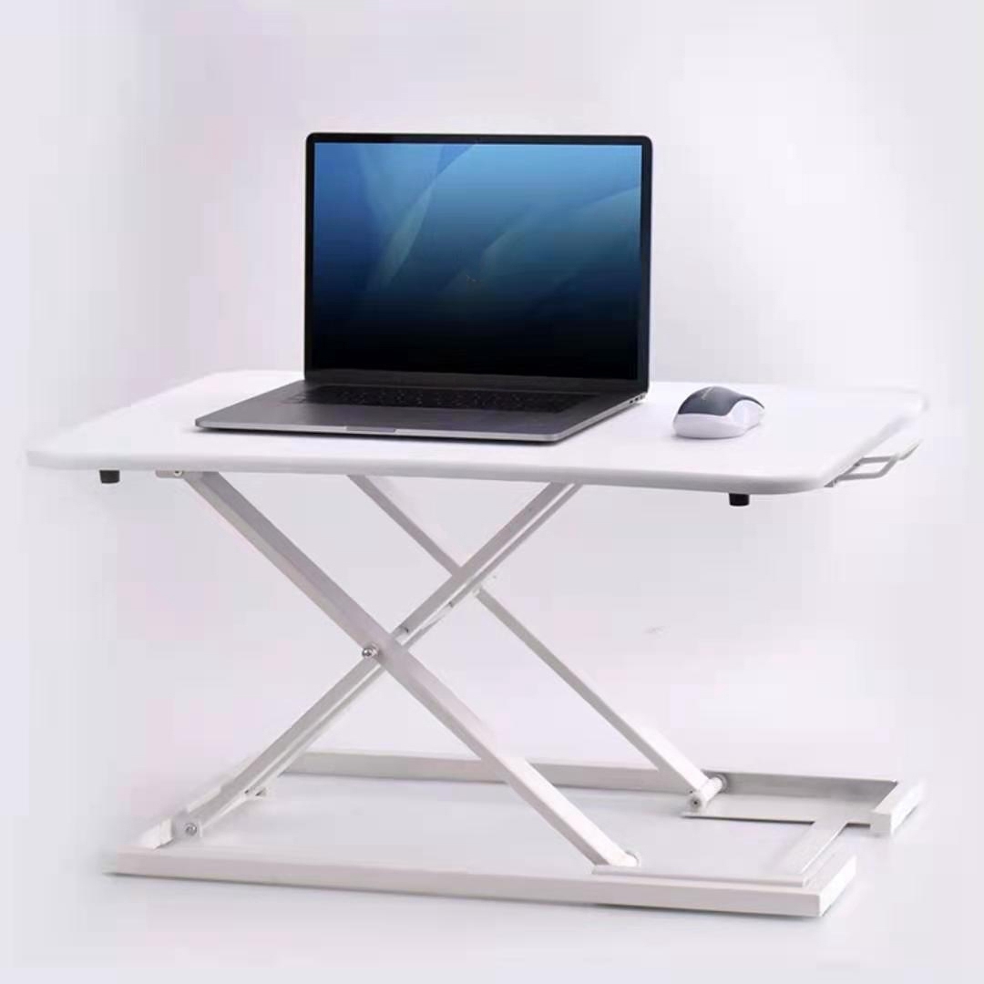 Folding Standing Lifting Computer Desk (White) - Shopkiz.com