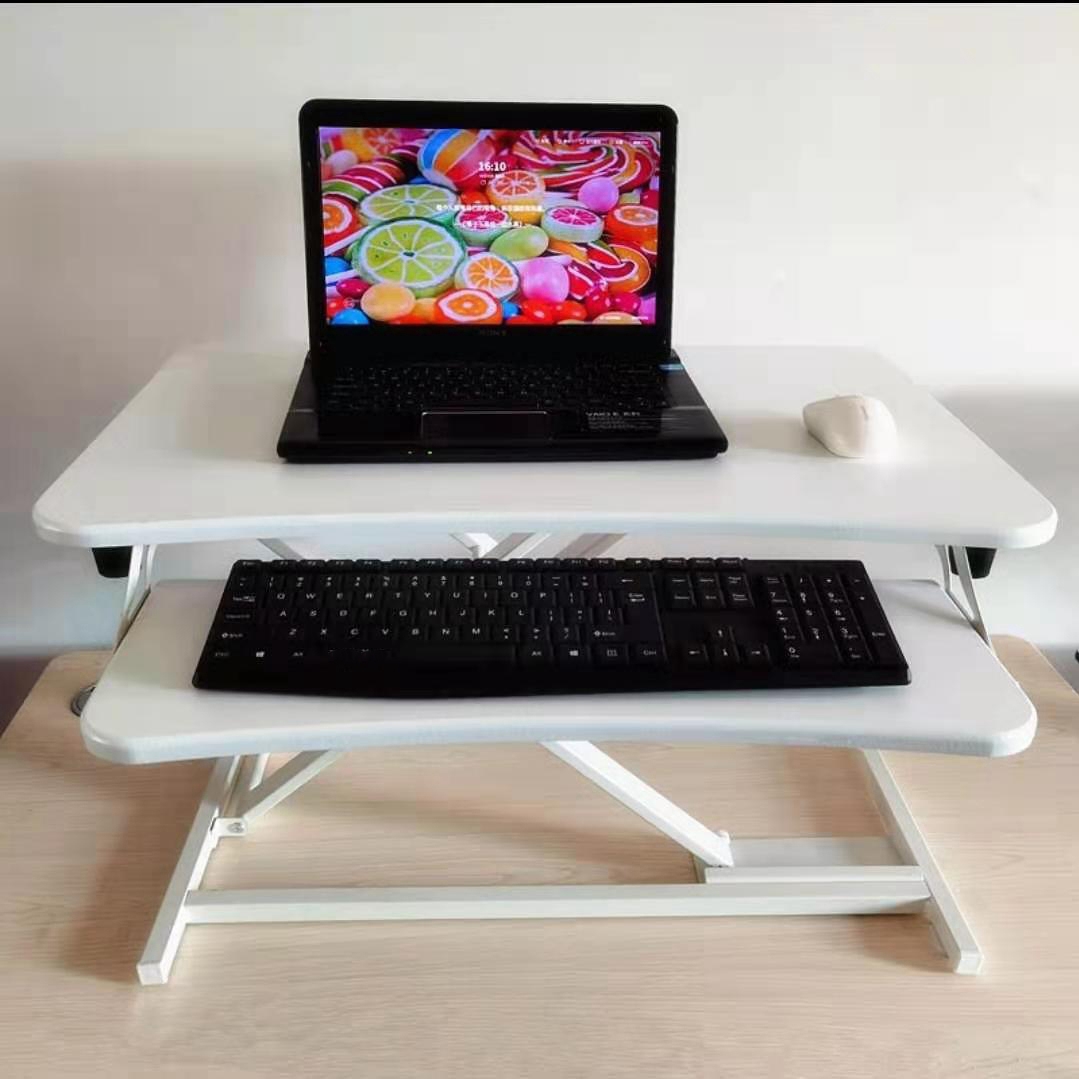 Standing Folding and Lifting Computer Desk Office Workbench (White) - Shopkiz.com