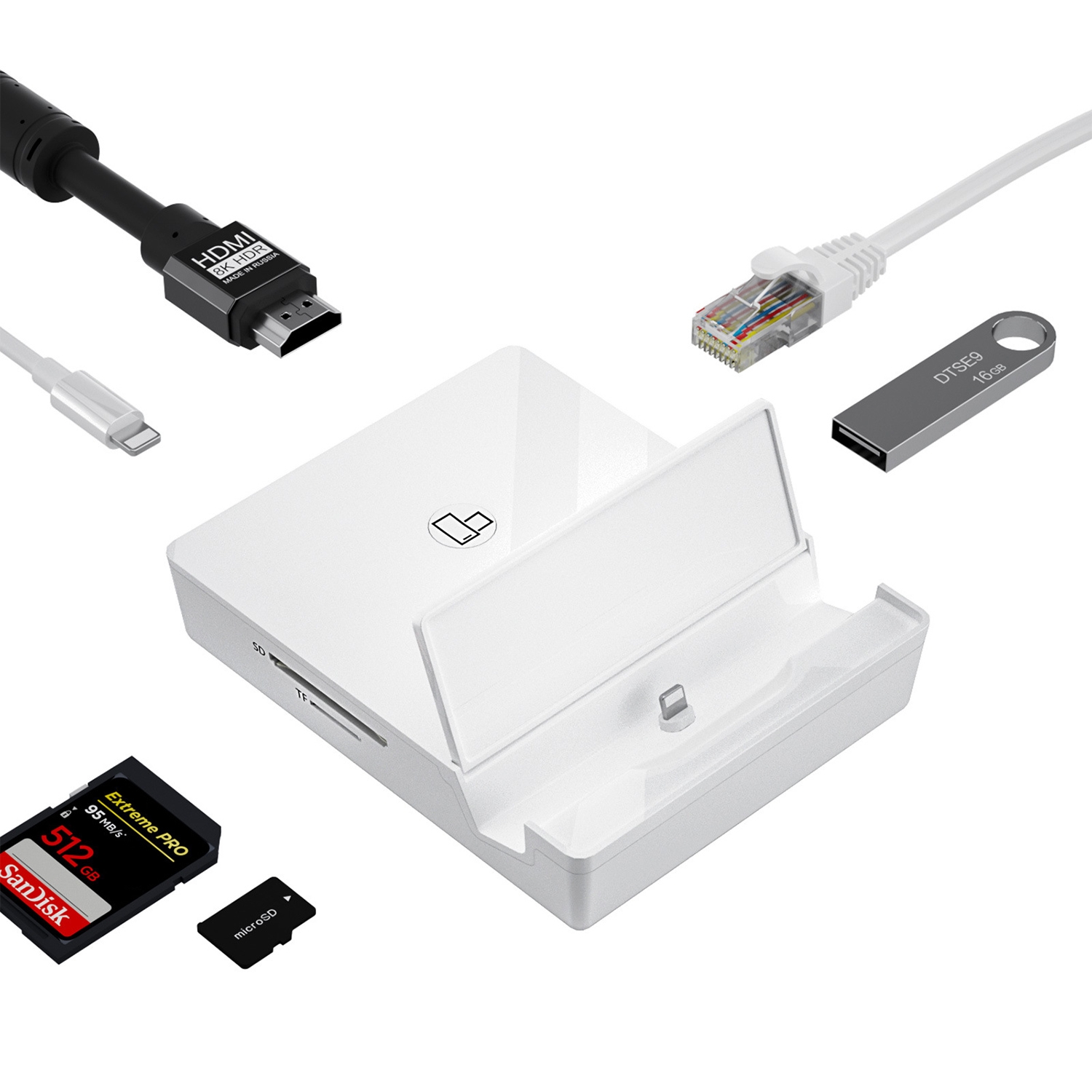 THT-020-1 Multi-functional HD Display Screen Converter with Network Card Function & Charging Base - Shopkiz.com