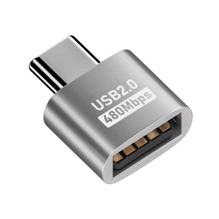 USB 2.0 Female to Type-C Male Adapter (Silver) - Shopkiz.com