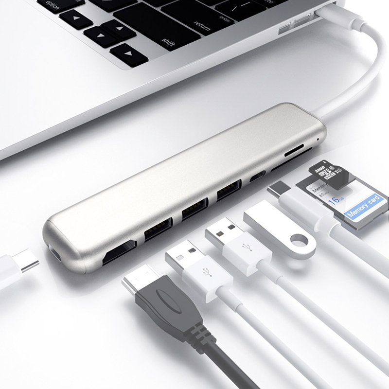 YAOMAISI 8 in 1 Extender USB 3.0+ card reader + charging Type C to HDMI Docking Station, Support PD Fast Charging, Data Transmission 5G / S for