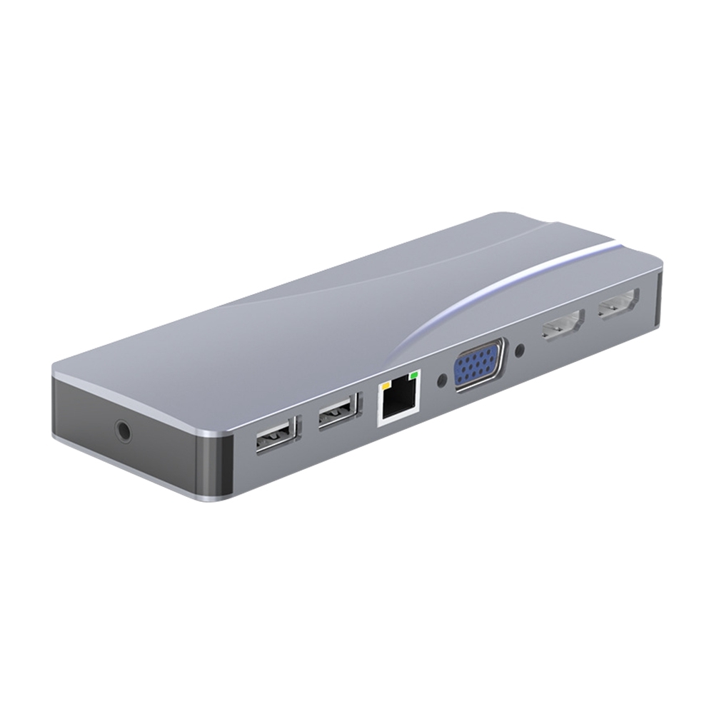 Rocketek HC452 Type-C to 100M RJ45 + HDMI+VGA 14 in 1 HUB Adapter - Shopkiz.com
