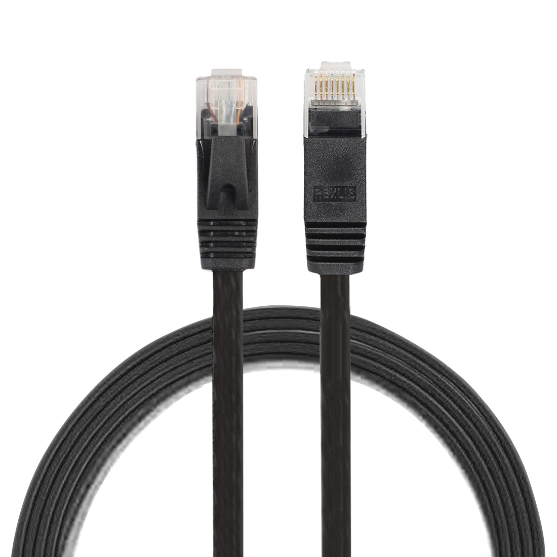 1m CAT6 Ultra-thin Flat Ethernet Network LAN Cable, Patch Lead RJ45 (Black) - Shopkiz.com