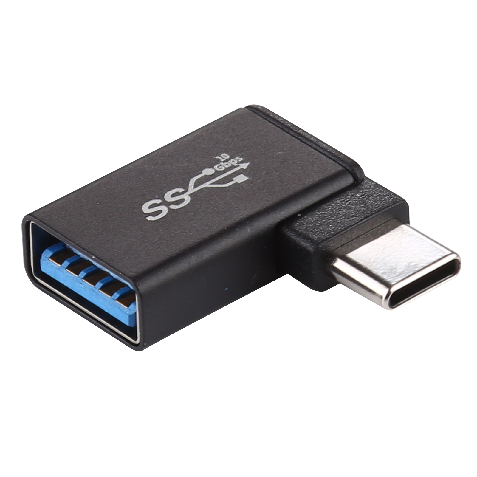 Type-C / USB-C Male to USB 3.2 Female 90 Degree Elbow Head Aluminium Alloy Adapter (Black) - Shopkiz.com