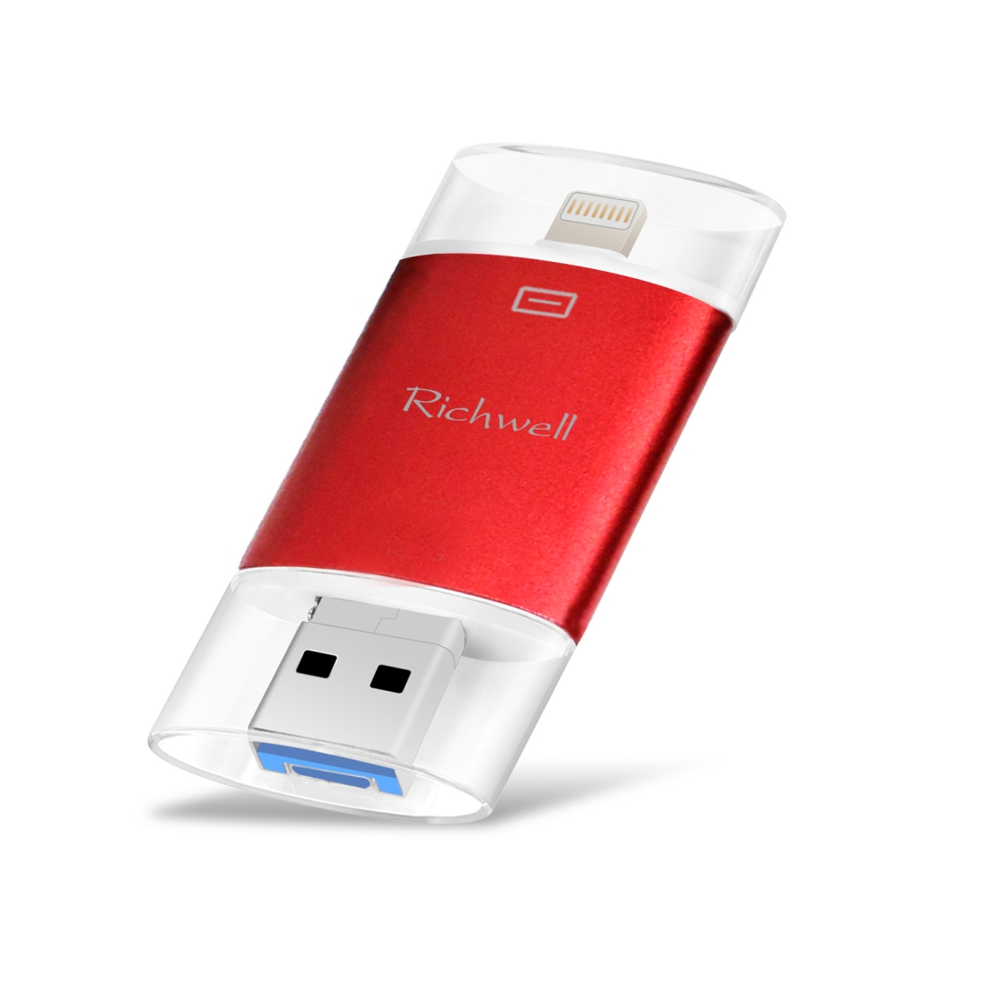 Richwell 3 in 1 64G Type-C + 8 Pin + USB 3.0 Metal Double Cover Push-pull Flash Disk with OTG Function(Red) - Shopkiz.com