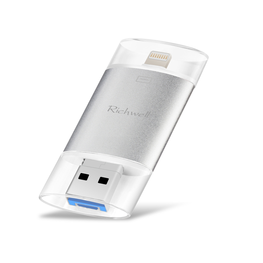 Richwell 3 in 1 16G Type-C + 8 Pin + USB 3.0 Metal Double Cover Push-pull Flash Disk with OTG Function(Silver) - Shopkiz.com