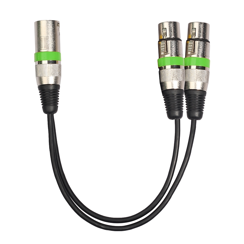 2055MFF-03 2 In1 XLR Male to Double Female Microphone Audio Cable, Length: 0.3m(Green) - Shopkiz.com