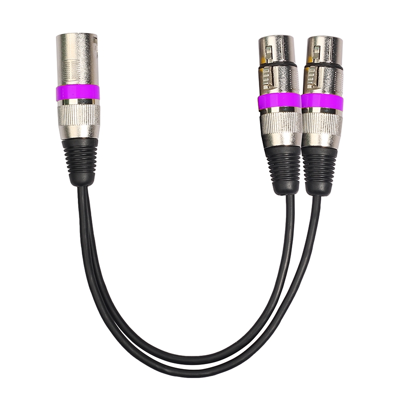 2055MFF-03 2 In1 XLR Male to Double Female Microphone Audio Cable, Length: 0.3m(Purple) - Shopkiz.com