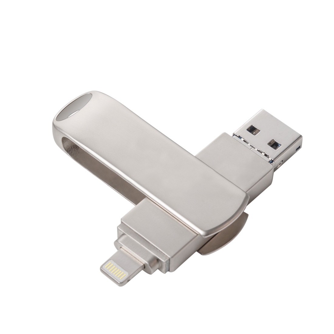 Richwell 3 in 1 64G Micro USB + 8 Pin + USB 3.0 Metal Rotating Push-pull Flash Disk with OTG Function(Silver) - Shopkiz.com