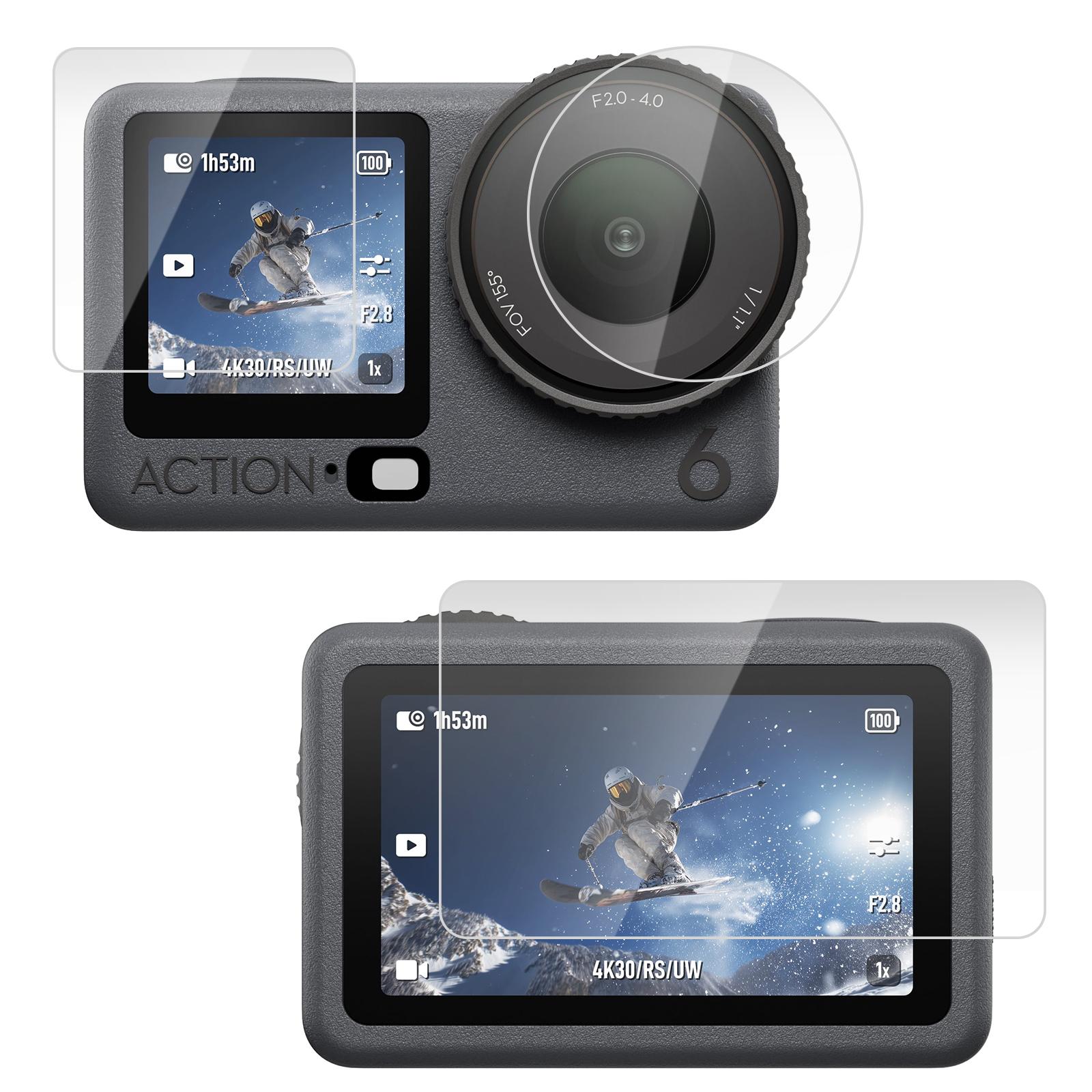 For DJI Osmo Action 6 PULUZ Lens + Front and Back Screen Tempered Glass Film (Transparent)